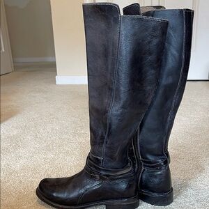 Bed Stu Classic Black Tall Leather Boots Cobbler Series Size 7.5